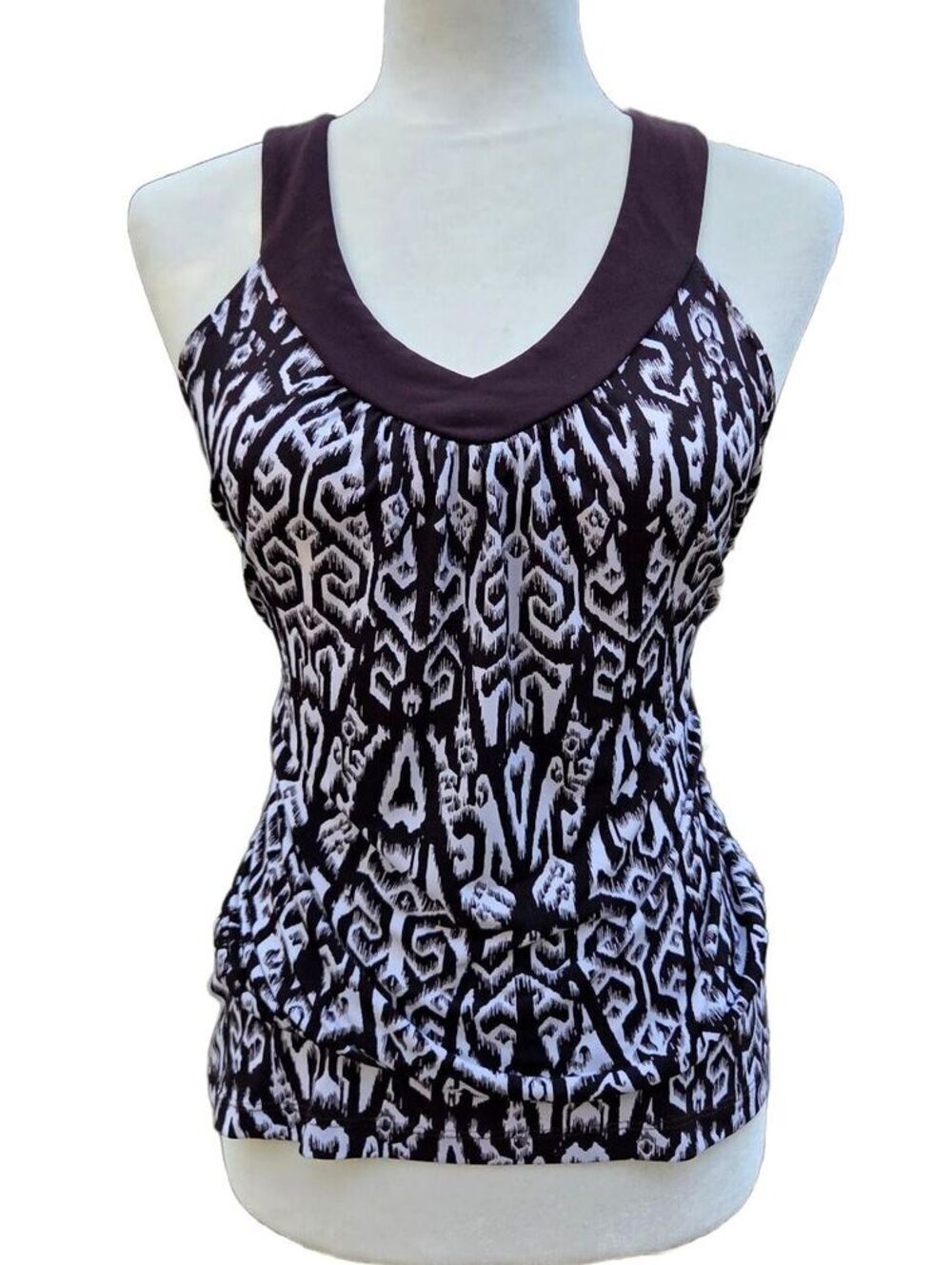 Brown White Aztec Tank Top O-Ring Y2K Boho Indie IZ Byer California Size L